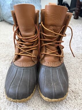L.L. Bean Brown Leather and Dark Gray Rubber Duck Boots
